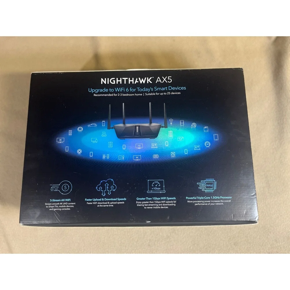Netgear Nighthawk AX5 AX4200 5-Stream WiFi 6 Router RAX42 Black - Picture 2 of 8
